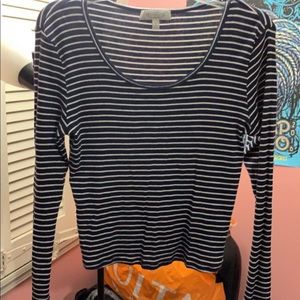 Long sleeve blue striped shirt